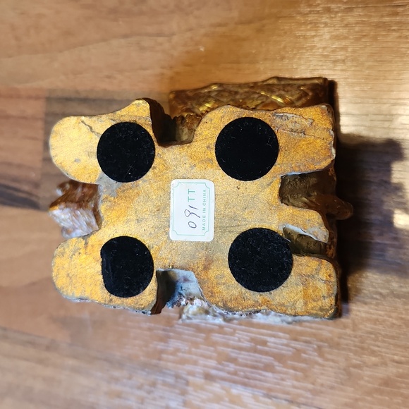 Golden Gilded Elephant Business Card Holder Trunk Up for Luck - Picture 8 of 16